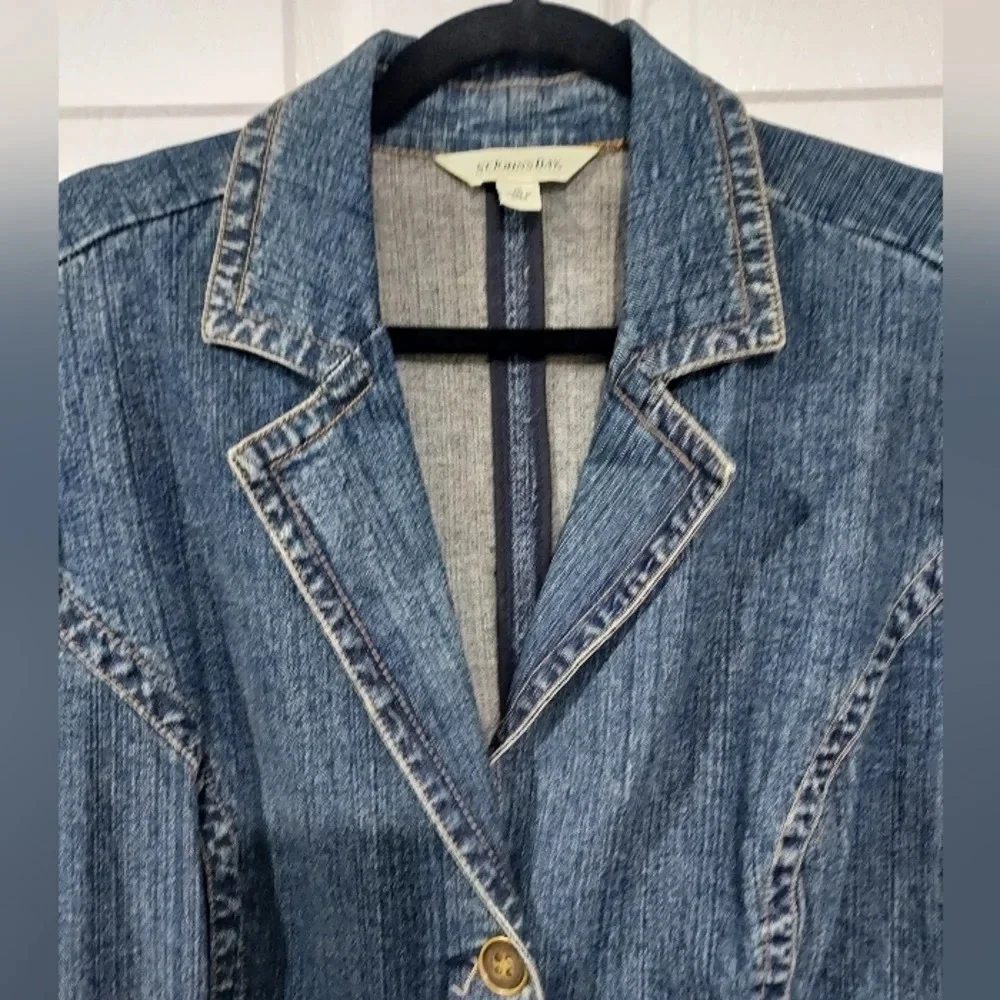 St. John's Bay Medium Wash Denim Long Sleeve Jacket in Size XL